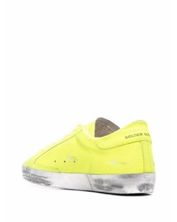 gelbgrüne Leder niedrige Sneakers von Golden Goose