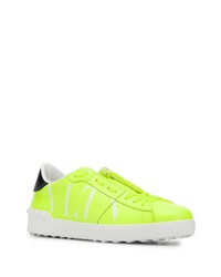 gelbgrüne Leder niedrige Sneakers von Valentino Garavani