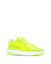 gelbgrüne Leder niedrige Sneakers von Givenchy