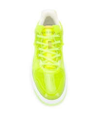 gelbgrüne Leder niedrige Sneakers von Givenchy