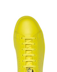 gelbgrüne Leder niedrige Sneakers von Adidas By Raf Simons