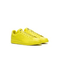 gelbgrüne Leder niedrige Sneakers von Adidas By Raf Simons