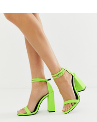gelbgrüne Leder Sandaletten von ASOS DESIGN