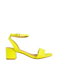 gelbgrüne Leder Sandaletten von Asos
