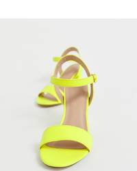 gelbgrüne Leder Sandaletten von New Look