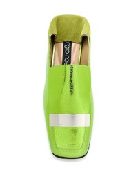gelbgrüne Leder Slipper von Sergio Rossi