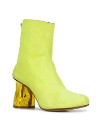 gelbgrüne Leder Stiefeletten von Maison Margiela