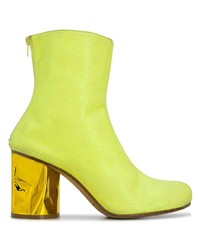 gelbgrüne Leder Stiefeletten von Maison Margiela