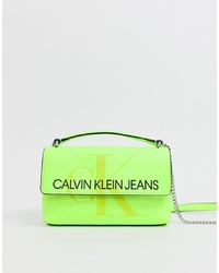 gelbgrüne Leder Umhängetasche von Calvin Klein Jeans