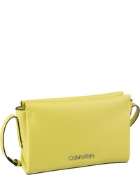gelbgrüne Leder Umhängetasche von Calvin Klein