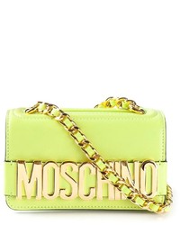 gelbgrüne Leder Umhängetasche von Moschino