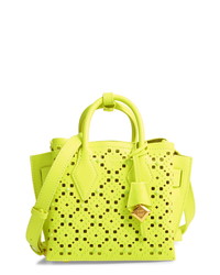 gelbgrüne Lederhandtasche