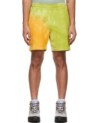 gelbgrüne Mit Batikmuster Sportshorts