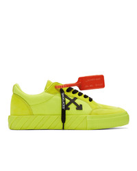 gelbgrüne Segeltuch niedrige Sneakers von Off-White