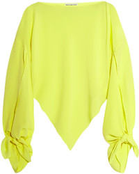 gelbgrüne Seide Bluse von Balenciaga