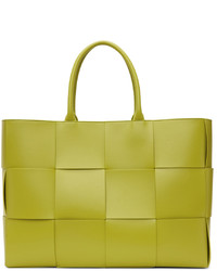 gelbgrüne Shopper Tasche aus Leder von Bottega Veneta