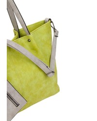 gelbgrüne Shopper Tasche aus Leder von EMILY & NOAH