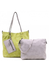 gelbgrüne Shopper Tasche aus Wildleder von EMILY & NOAH