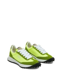 gelbgrüne verzierte Wildleder niedrige Sneakers von Maison Mihara Yasuhiro