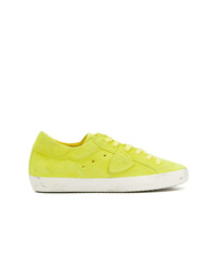 gelbgrüne verzierte Wildleder niedrige Sneakers von Philippe Model