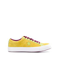 gelbgrüne Wildleder niedrige Sneakers von Converse