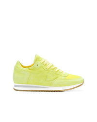 gelbgrüne Wildleder niedrige Sneakers von Philippe Model