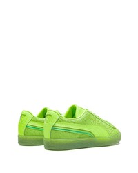 gelbgrüne Wildleder niedrige Sneakers von Puma