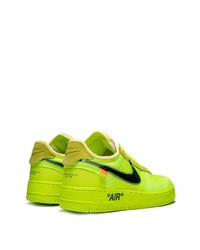 gelbgrüne Wildleder niedrige Sneakers von Nike X Off-White