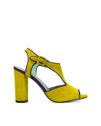 gelbgrüne Wildleder Sandaletten von Paola D'arcano