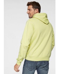 gelbgrüner bedruckter Pullover mit einem Kapuze von BASEFIELD