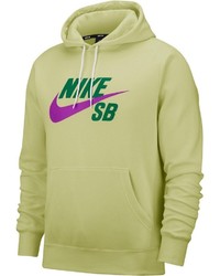 gelbgrüner bedruckter Pullover mit einem Kapuze von Nike SB