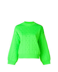 gelbgrüner bedruckter Pullover mit einem Rundhalsausschnitt von MSGM