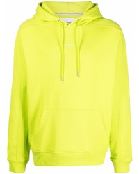 gelbgrüner Fleece-Pullover mit einem Kapuze von Calvin Klein Jeans