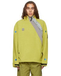 gelbgrüner Fleece-Pullover mit einem Reißverschluss am Kragen von A-Cold-Wall*