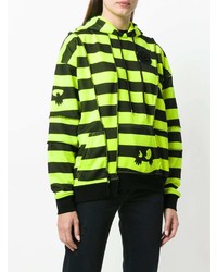 gelbgrüner horizontal gestreifter Pullover mit einer Kapuze von McQ Alexander McQueen