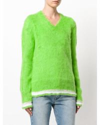 gelbgrüner Mohair Pullover von MSGM