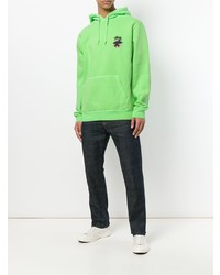 gelbgrüner Pullover mit einem Kapuze von Stussy