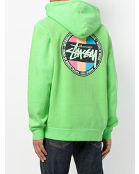 gelbgrüner Pullover mit einem Kapuze von Stussy