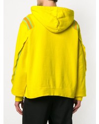 gelbgrüner Pullover mit einem Kapuze von Facetasm