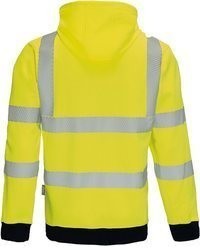 gelbgrüner Pullover mit einem Kapuze von vizwell