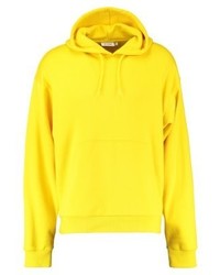 gelbgrüner Pullover mit einem Kapuze von Weekday
