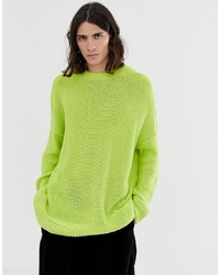 gelbgrüner Pullover mit einem Rundhalsausschnitt von ASOS DESIGN