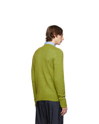 gelbgrüner Pullover mit einem Rundhalsausschnitt von Prada