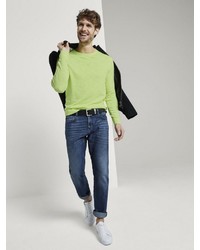 gelbgrüner Pullover mit einem Rundhalsausschnitt von Tom Tailor