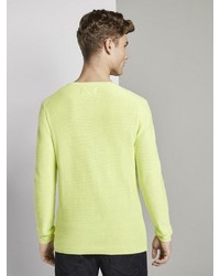 gelbgrüner Pullover mit einem Rundhalsausschnitt von Tom Tailor Denim