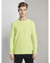 gelbgrüner Pullover mit einem Rundhalsausschnitt von Tom Tailor Denim