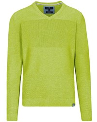 gelbgrüner Pullover mit einem V-Ausschnitt von BASEFIELD
