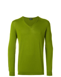 gelbgrüner Pullover mit einem V-Ausschnitt von Drumohr