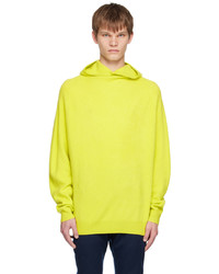 gelbgrüner Strick Pullover mit einem Kapuze