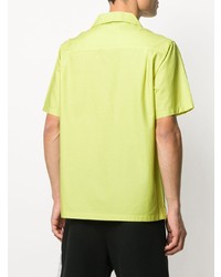 gelbgrünes bedrucktes Kurzarmhemd von Stussy